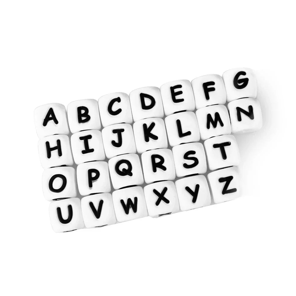 500pc/Lot 12MM Baby Silicone Letters Beads BPA Free