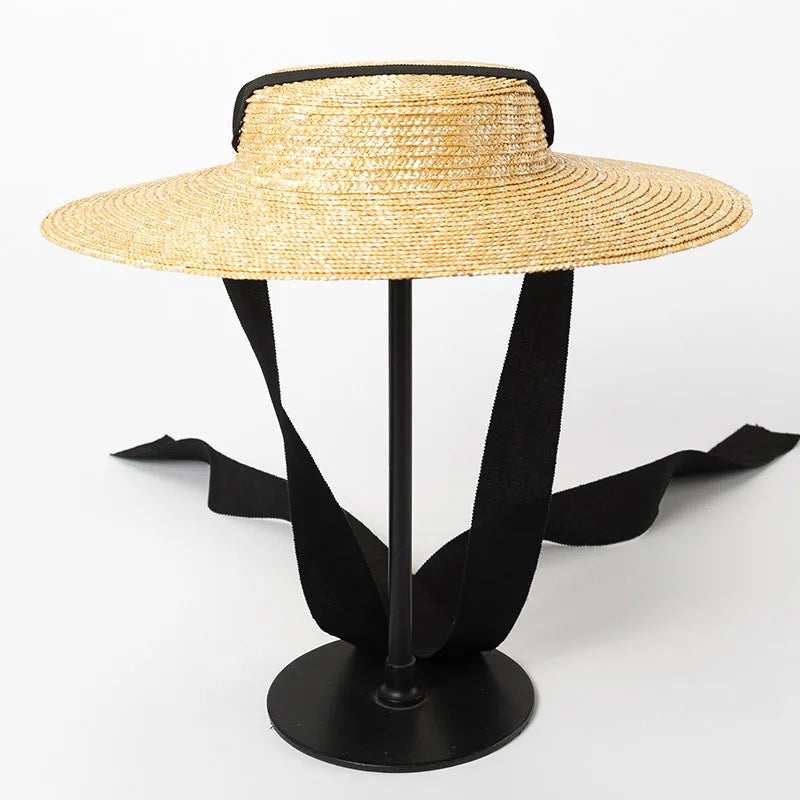 Wide Brim Boater Hat 10cm 15cm Brim Straw