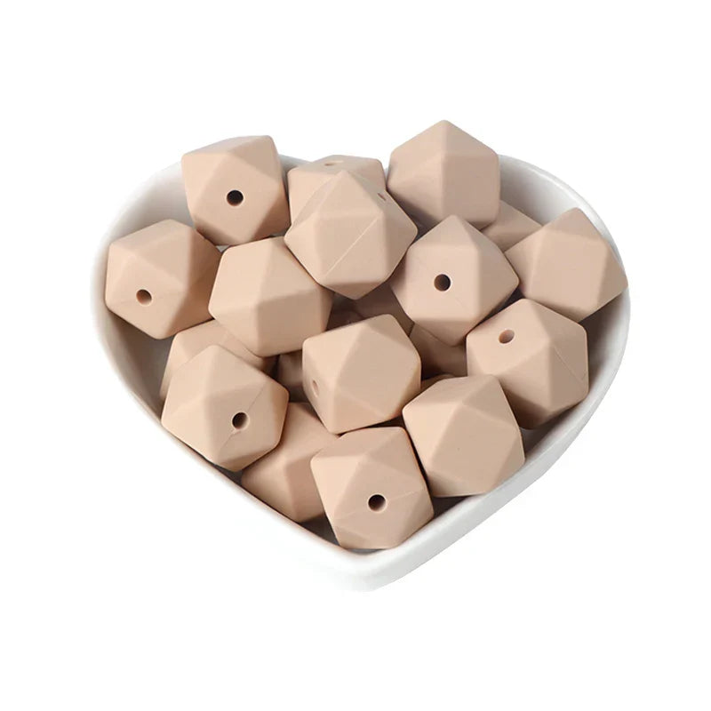Joepada 100Pcs 14mm Hexagon Silicone Beads Food grade
