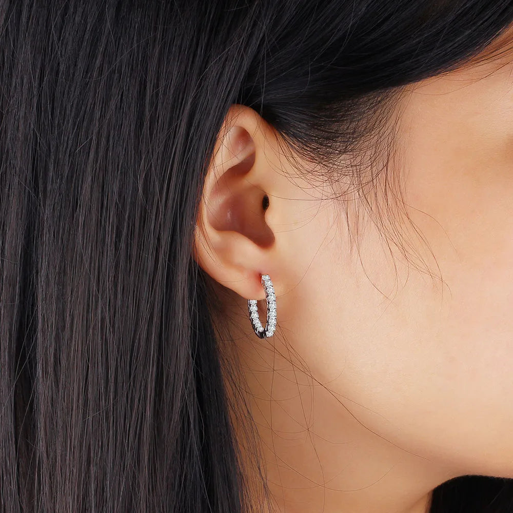 Trendy 925 Sterling Silver Hoop Earrings for Women