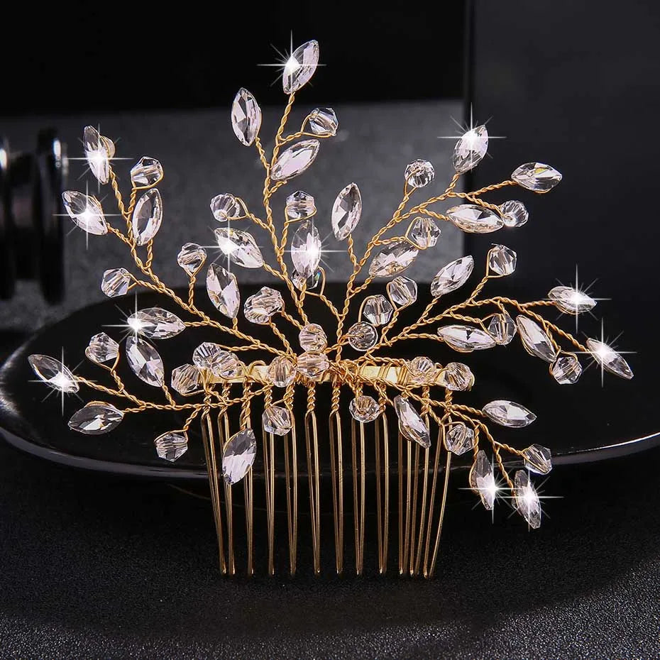 Miallo Austrian Crystal Branches and Leaves Hair Jewelry