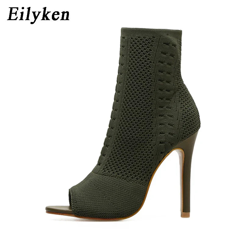 Eilyken New Style Peep Toe Ankle Boots Stretch