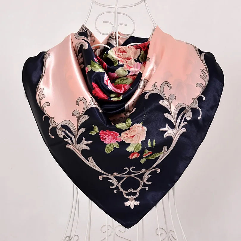 Spring And Autumn Female Satin Scarf,Big Square Scarves
