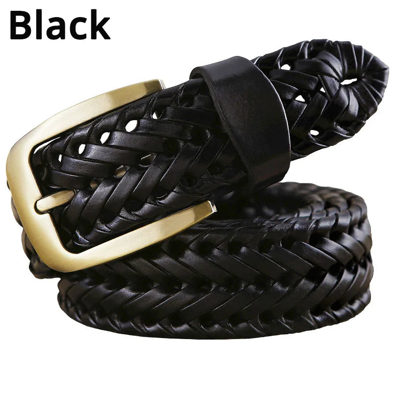 Luxury Genuine leather braided belt man Fashion men
