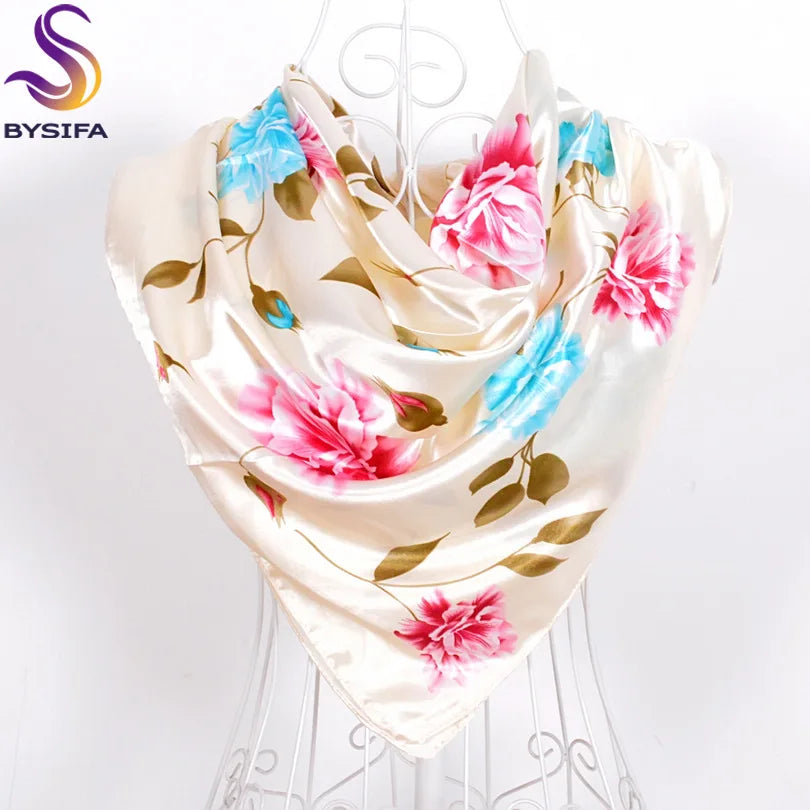 Spring And Autumn Female Satin Scarf,Big Square Scarves