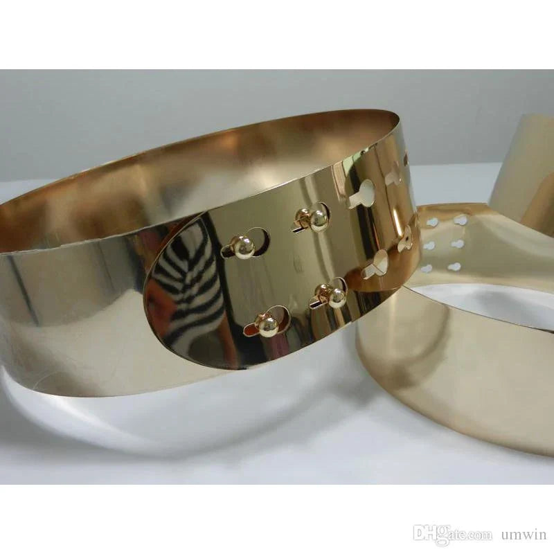 Wide Shinny Metal Wedding Belt Gold & Silver