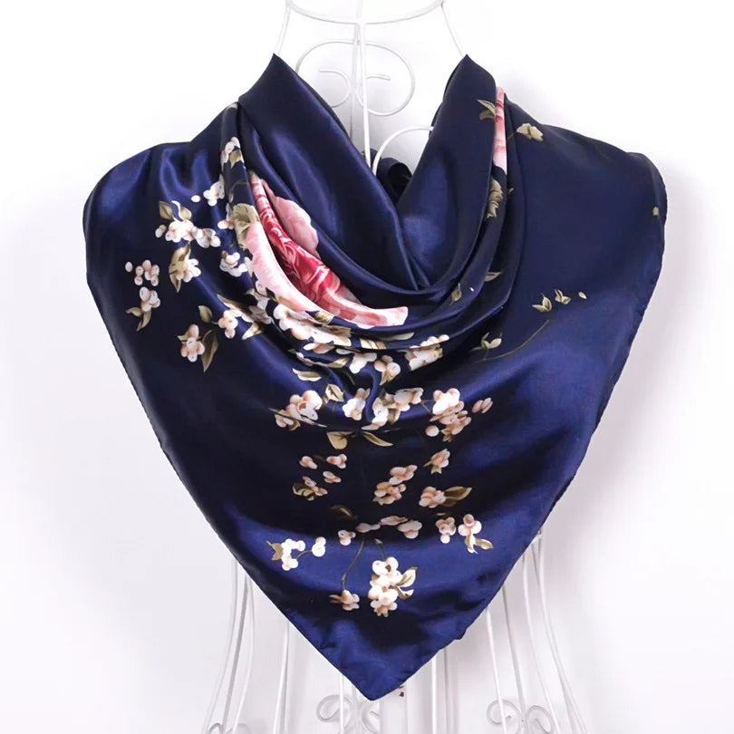 Spring And Autumn Female Satin Scarf,Big Square Scarves