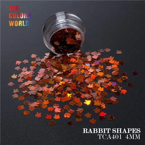 TCT-163 Holographic Color Rabbit Shape 4MM Glitter bunny