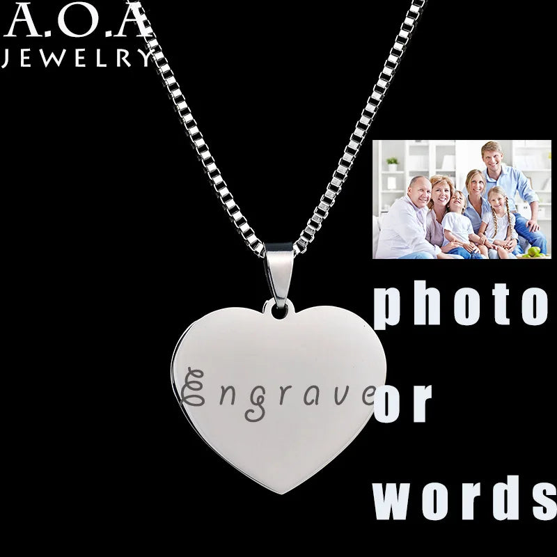Personalized Stainless Steel Name Pendant Necklace Heart Love