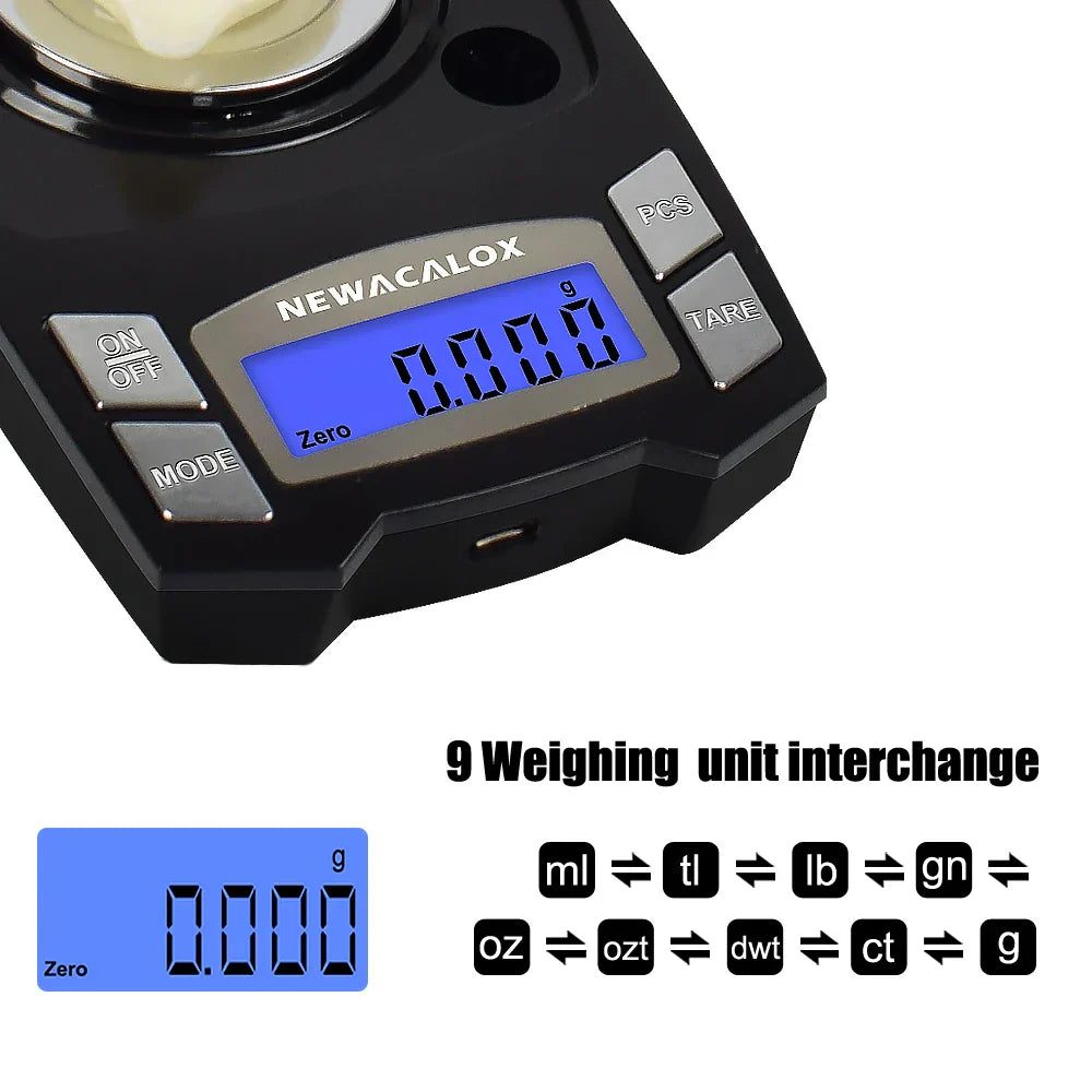 NEWACALOX 50g/100g x 0.001g USB Charging Jewelry Scale