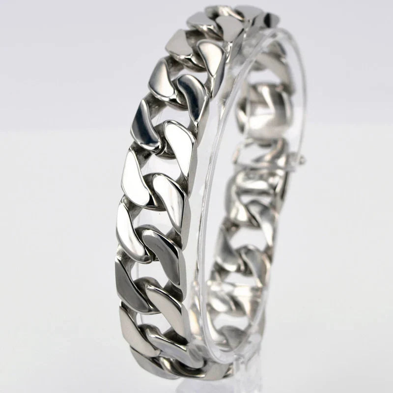 Fashion Real Titanium Steel Men Bracelets Punk Bangle