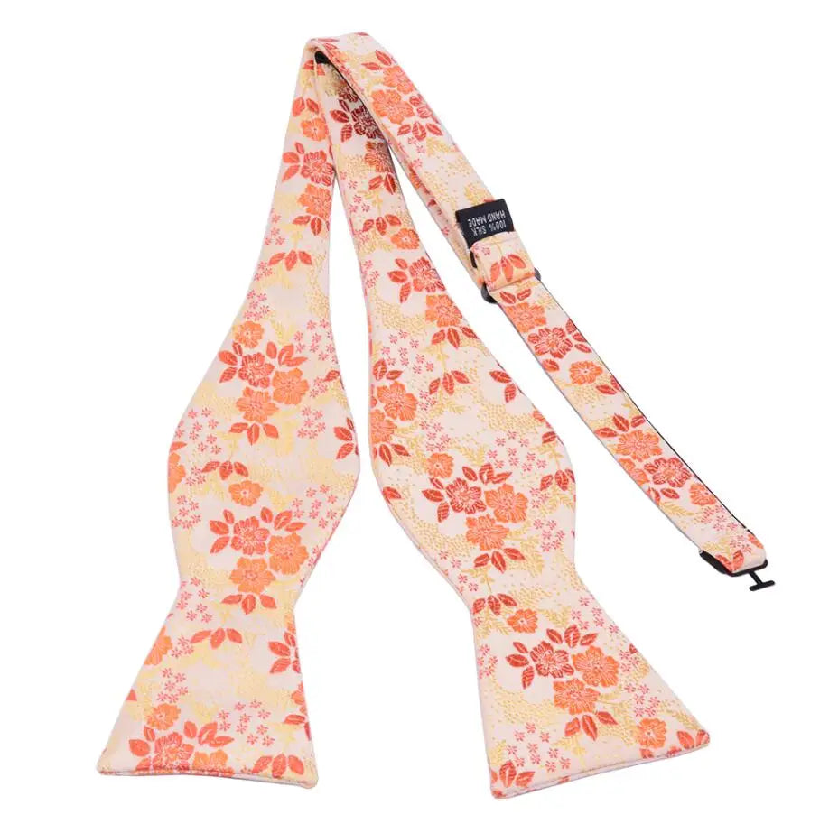 RBOCOTT Floral Self Tie Bow Tie Men's Silk