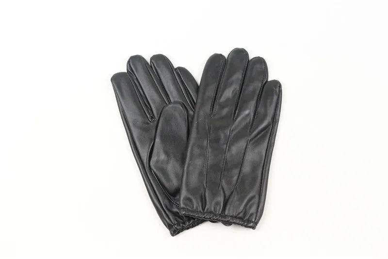 Long Keeper Fashion Black PU Leather Gloves Male