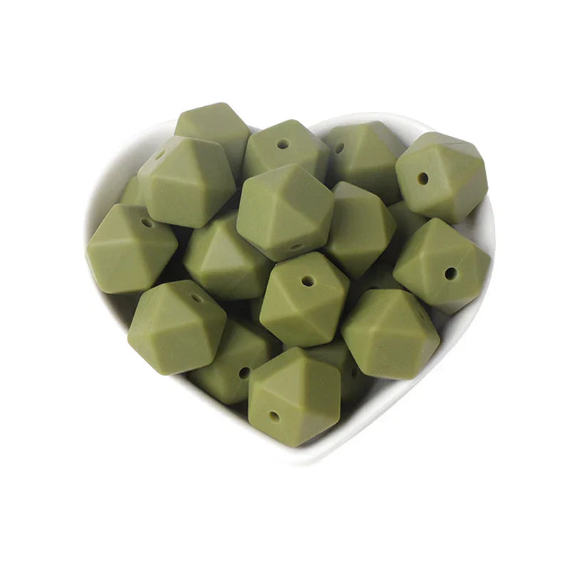 Joepada 100Pcs 14mm Hexagon Silicone Beads Food grade