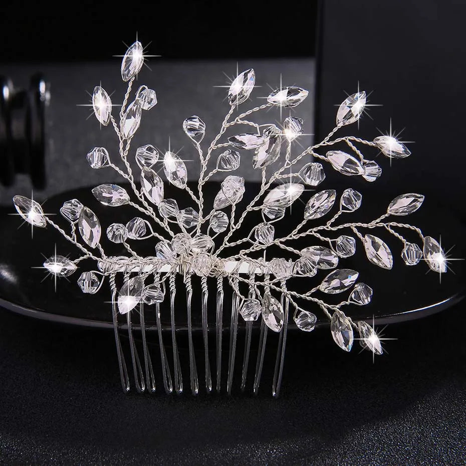 Miallo Austrian Crystal Branches and Leaves Hair Jewelry