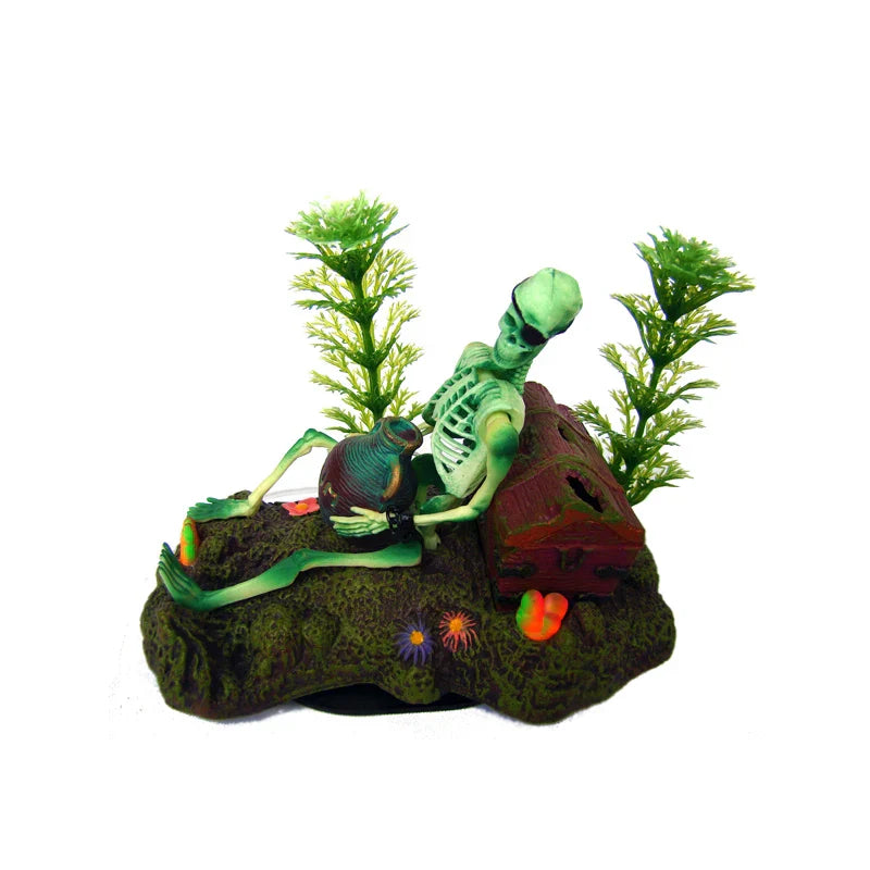 Hot Aquarium Decoration Skeleton on Toilet Fish Tank