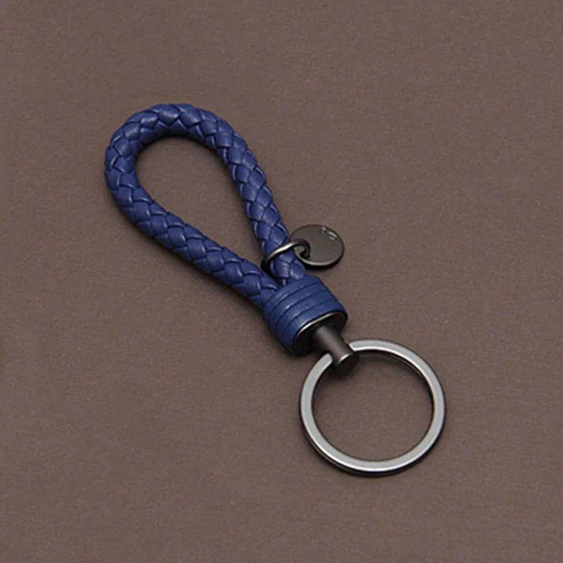 Handmade Braid Real Sheepskin Leather Woven Rope Keychain