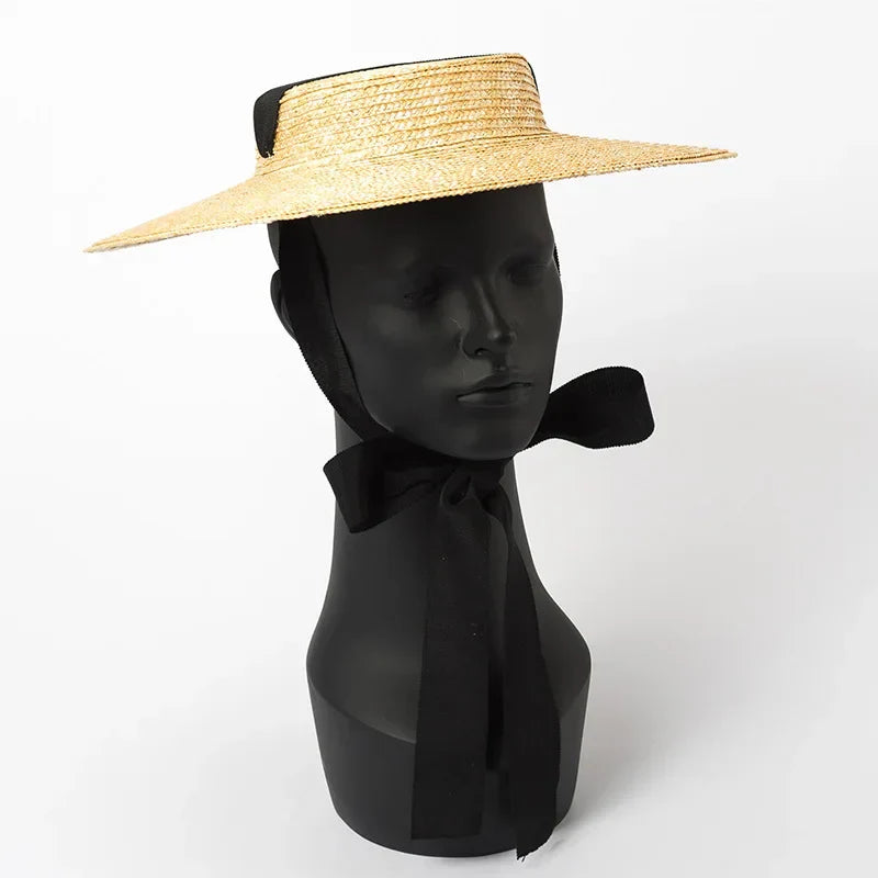 Wide Brim Boater Hat 10cm 15cm Brim Straw