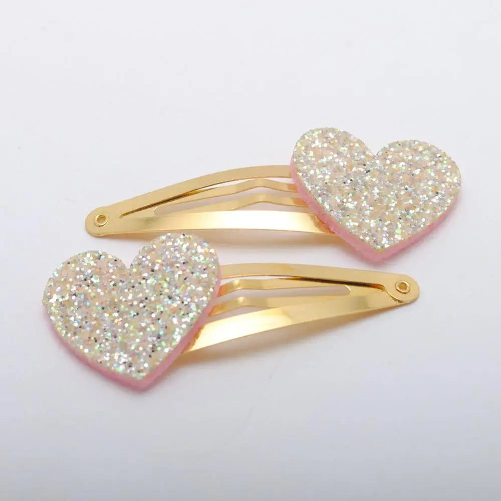 10pcs/lot Small Size Girls Hairclips Glitter Heart Birthday