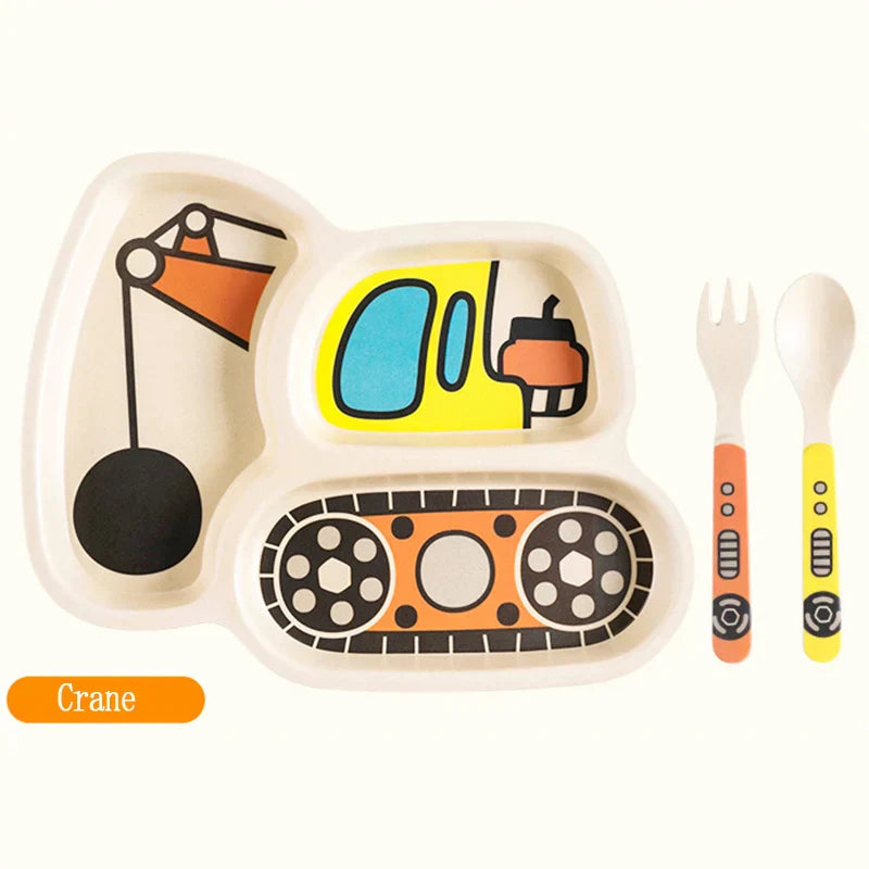 Qshare Bamboo Baby Feeding Food Infant Plate Tableware