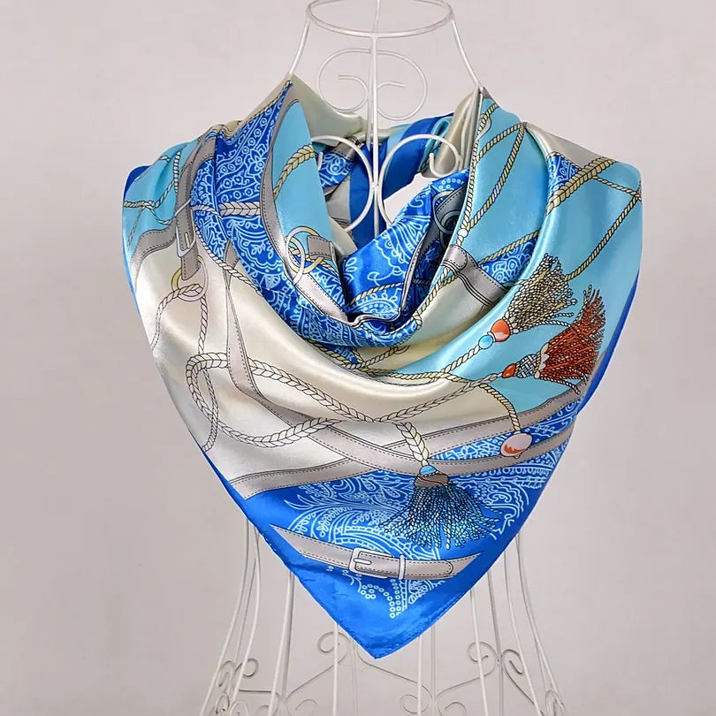 Spring And Autumn Female Satin Scarf,Big Square Scarves