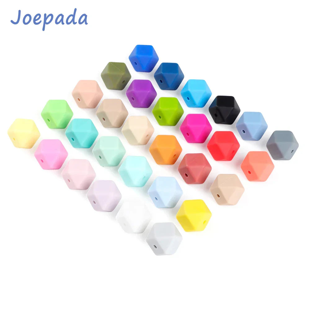 Joepada 100Pcs 14mm Hexagon Silicone Beads Food grade