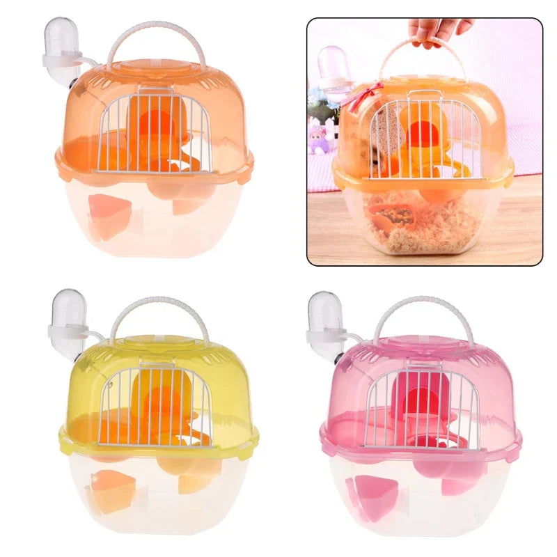 Portable Hamster Travel Carrier Practical Plastic Hamster Cage