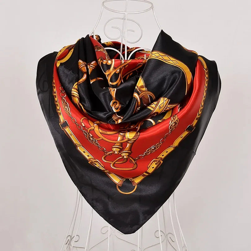Spring And Autumn Female Satin Scarf,Big Square Scarves
