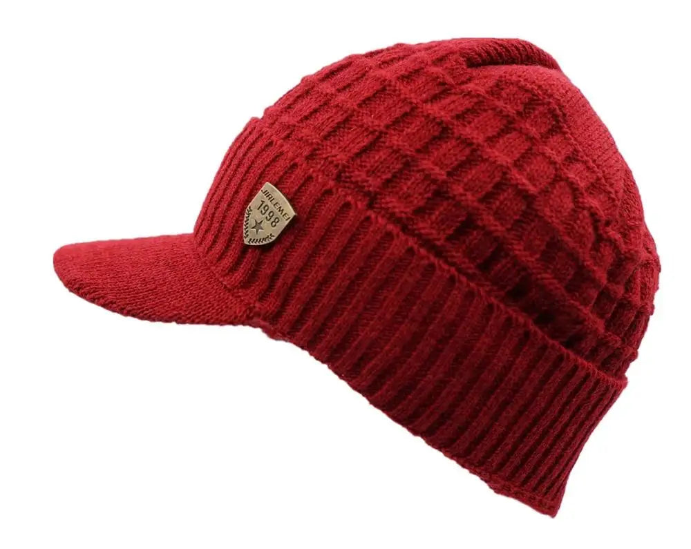 Connectyle Men‘S Women New Winter Skull Hats Thick Knit Visor Cuff Beanie Fleece Lined Earflap Warm Male Female Ski Skull Cap