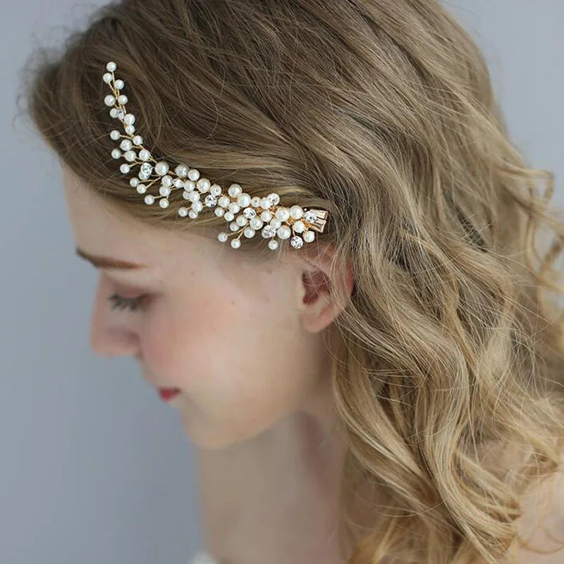 Floralbride Handmade Alloy Crystal Rhinestone Pearls Wedding Hair