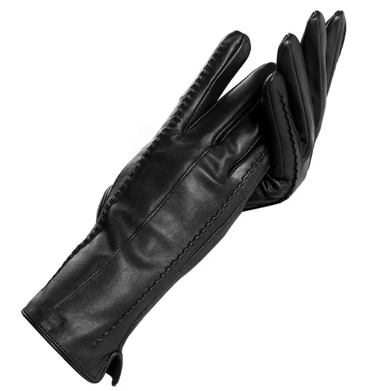 White leather women's gloves, Genuine Leather, cotton lining