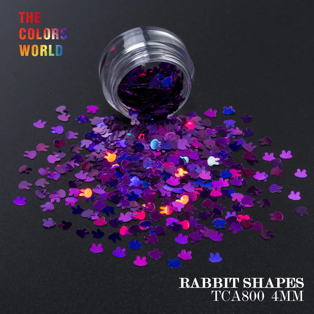 TCT-163 Holographic Color Rabbit Shape 4MM Glitter bunny