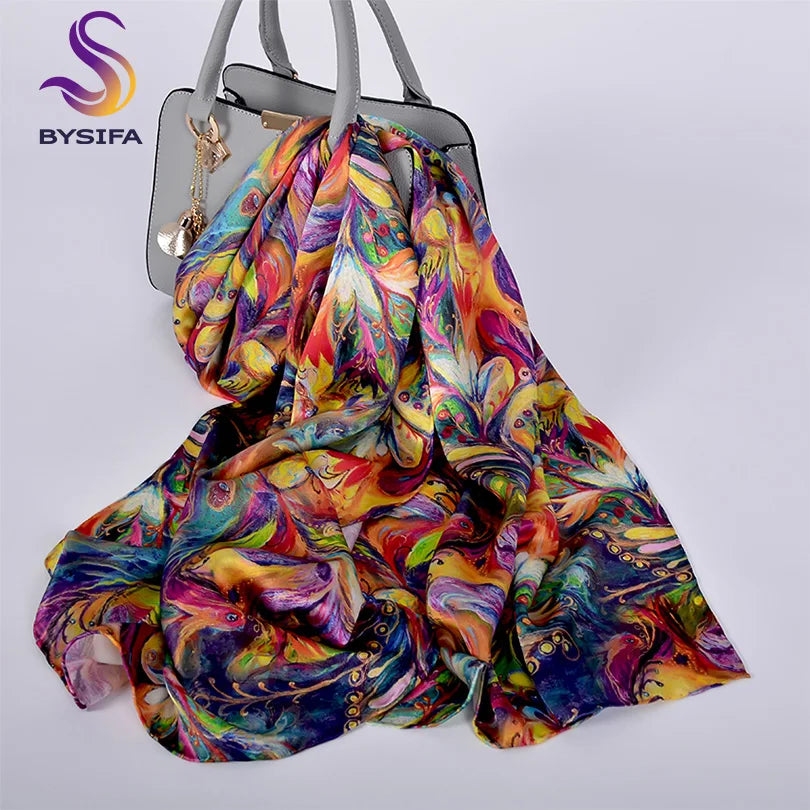 New Luxury Pure Silk Scarf Shawl Women