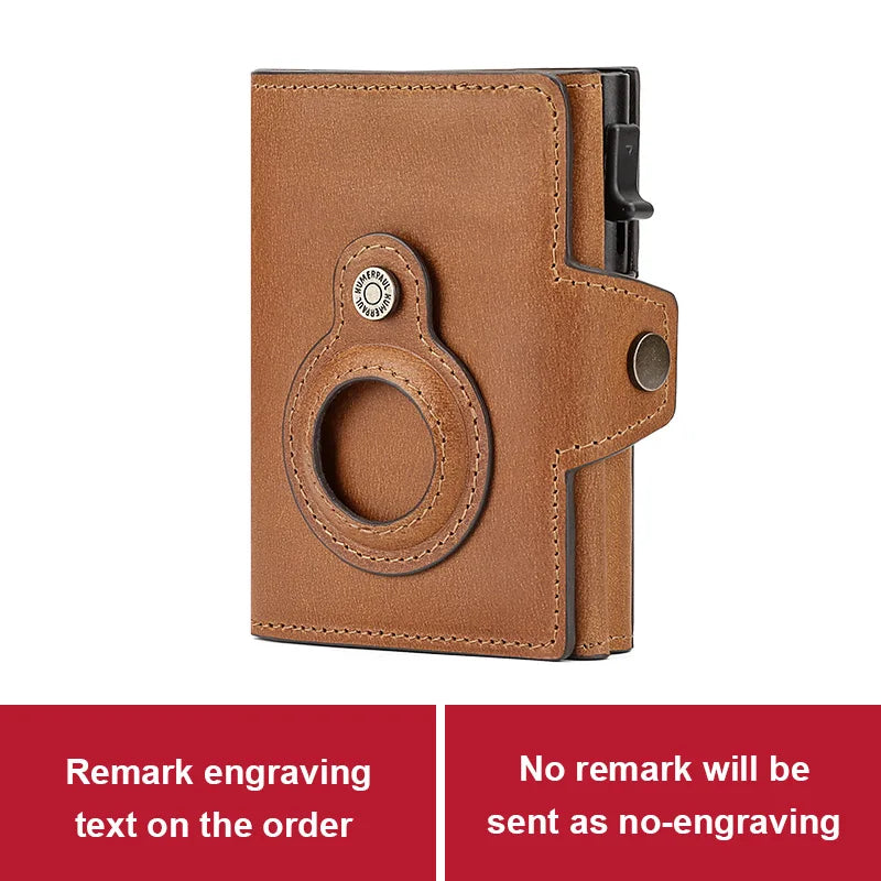 HUMERPAUL Wallet for Apple Airtage RFID Blocking Card Holder Business Aluminum Pop Up Slide Cardholder Case with Zip Coin Purse