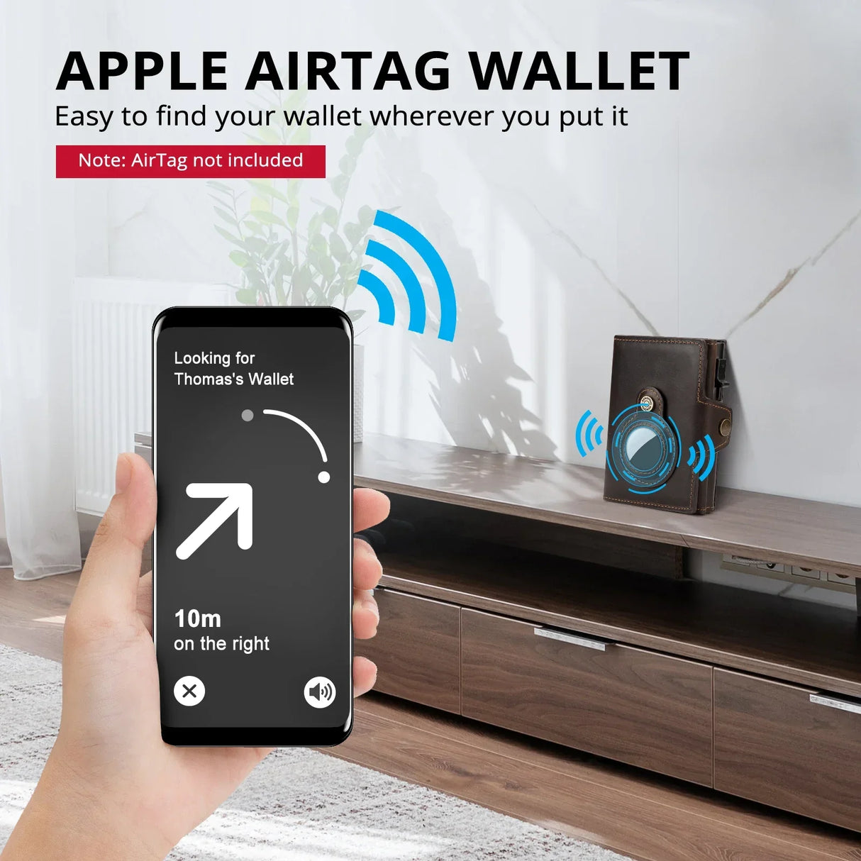HUMERPAUL Wallet for Apple Airtage RFID Blocking Card Holder Business Aluminum Pop Up Slide Cardholder Case with Zip Coin Purse