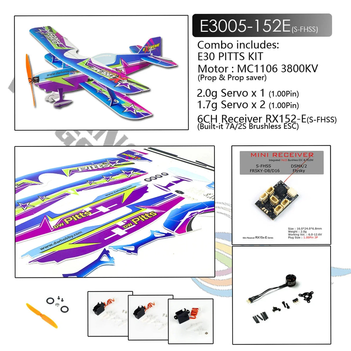 DWH E3005-154E PITTS RC Airplane Aircraft Foam Plane