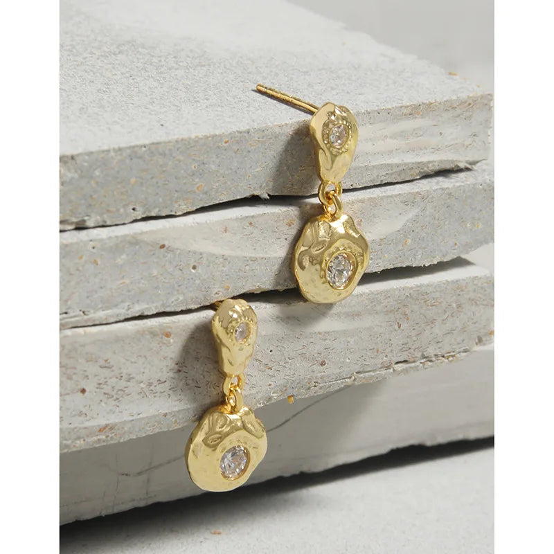 F.I.N.S Genuine 925 Sterling Silver Geometric Irregular Uneven