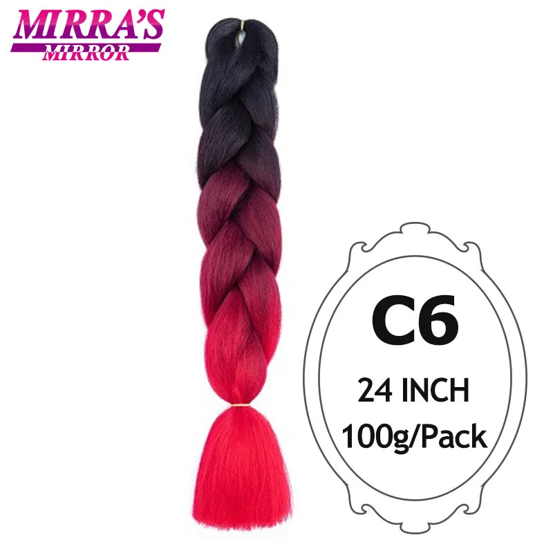 Jumbo Braiding Hair Extensions 24inch Ombre Hair For Braids 5Pcs Box Braid Yaki Texture Synthetic Fiber Fake Hair Mirra’s Mirror