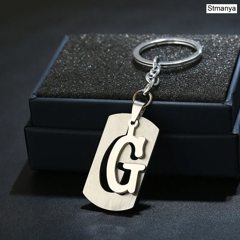 NEW DIY Stainless Steel AZ Letters key Chain