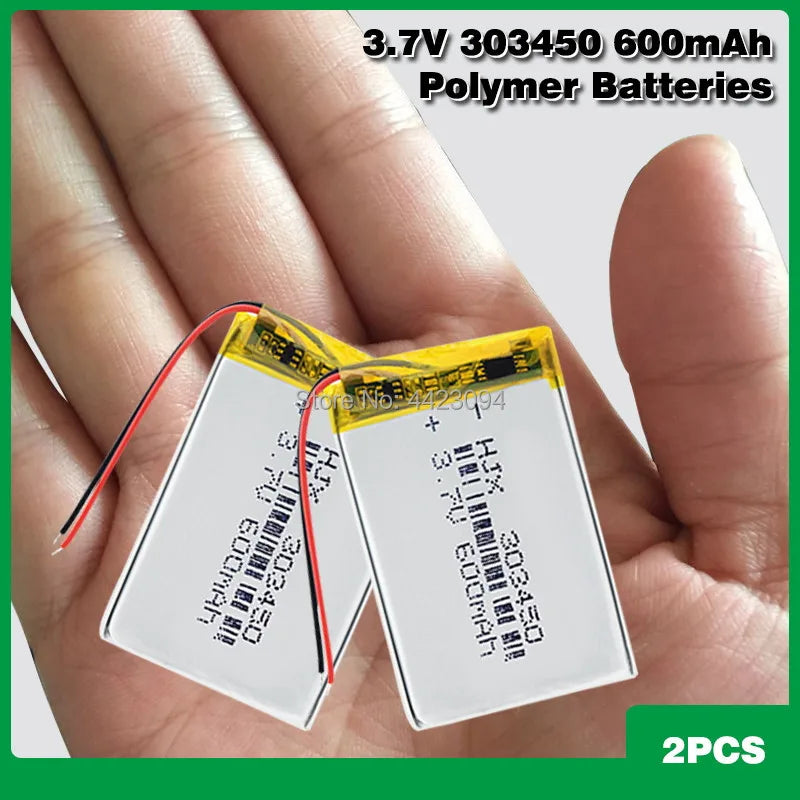 Rechargeable 3.7V 600mAh Battery 303450 Lithium Polymer Li-Po