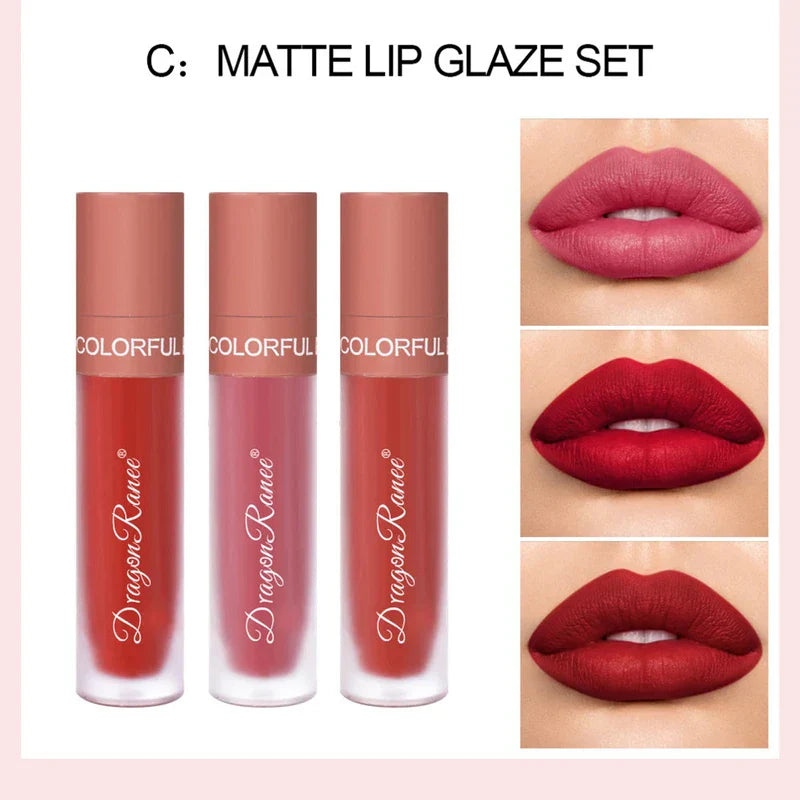 Women Matte Velvet Moisturizer Makeup Lipgloss Set Cosmetic