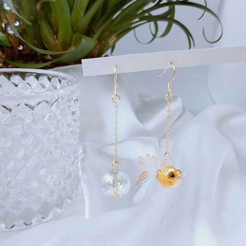 Original Golden Fish Dangle Earrings For Women Creative