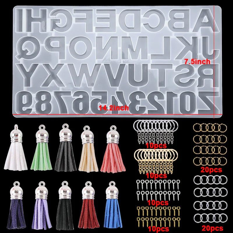 Alphabet Resin Molds Kit Backward Letter Number Silicone