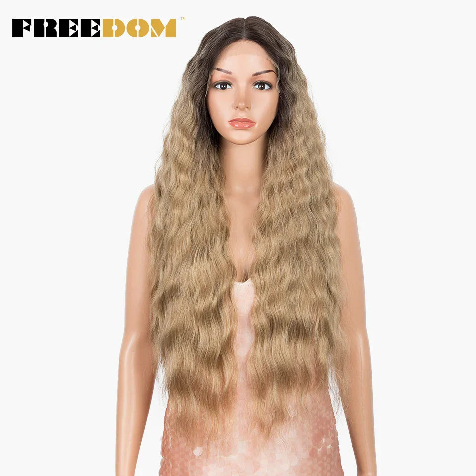 FREEDOM Synthetic Lace Wig Long Deep Wavy Ombre