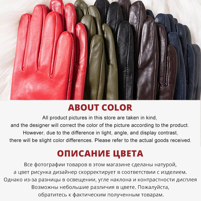 White leather women's gloves, Genuine Leather, cotton lining