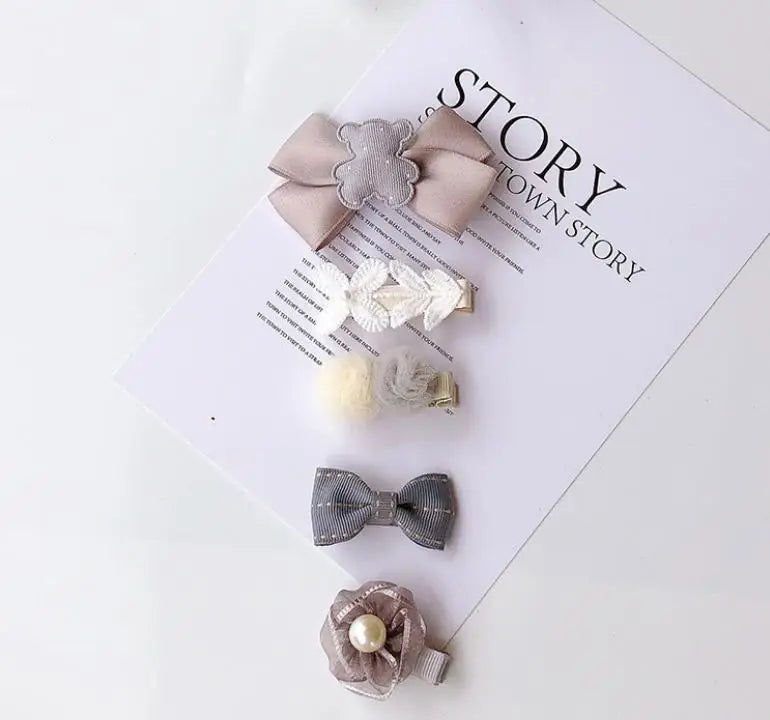 New cute bear girls hair bows 5pcs children