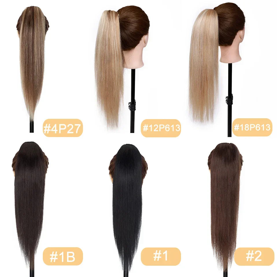 S-noilite Ponytail Human Hair 14-22Inches Claw Clip in