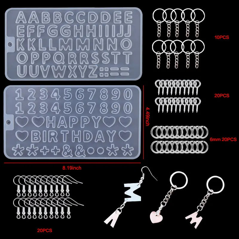 Alphabet Resin Molds Kit Backward Letter Number Silicone