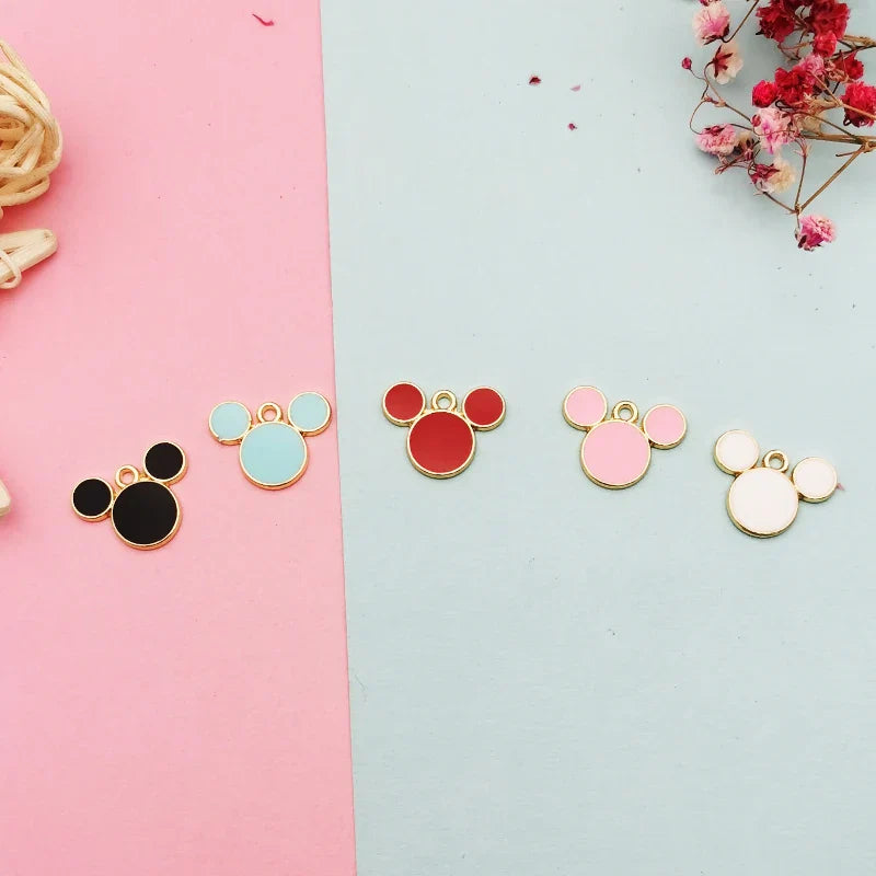 20pcs Drop Oil Mickey Head Shaped Enamel Charms