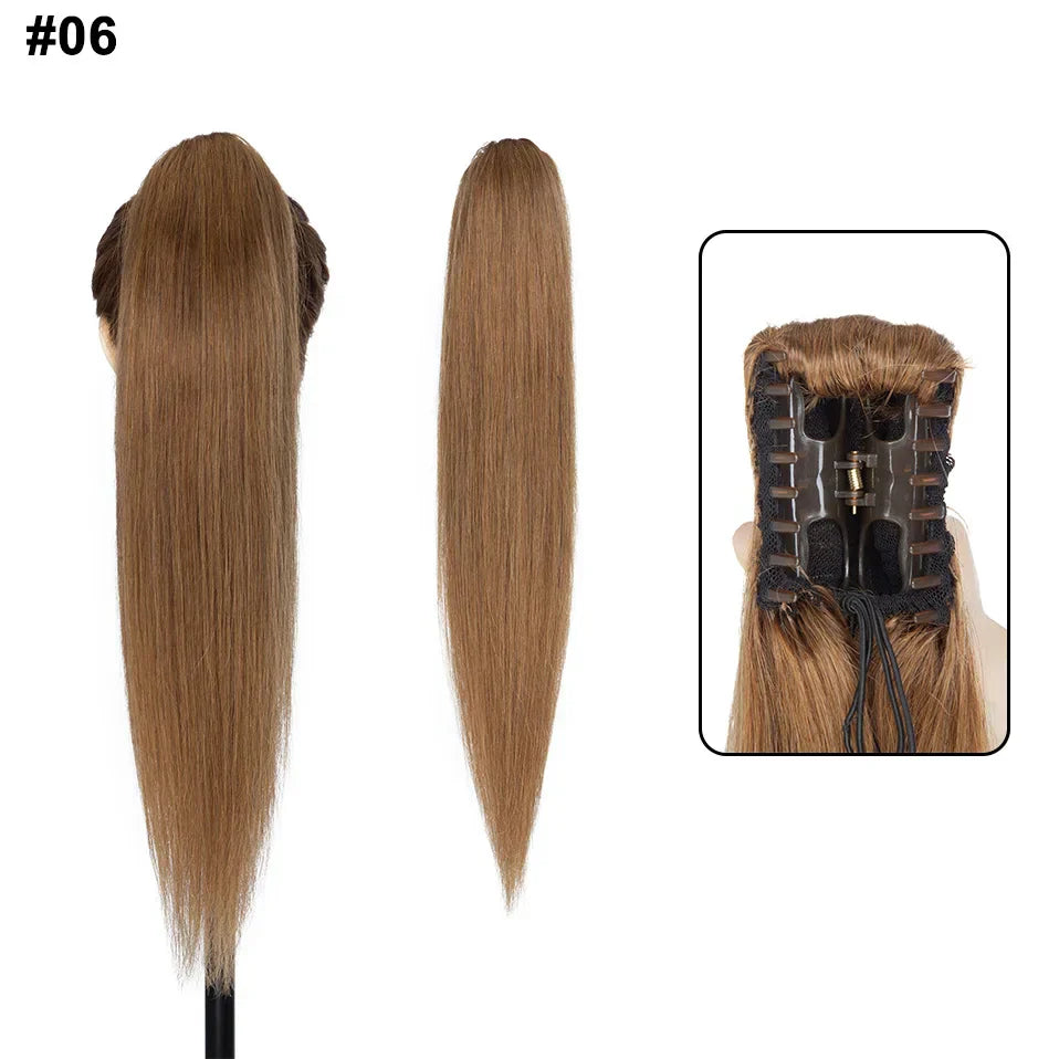 S-noilite Ponytail Human Hair 14-22Inches Claw Clip in